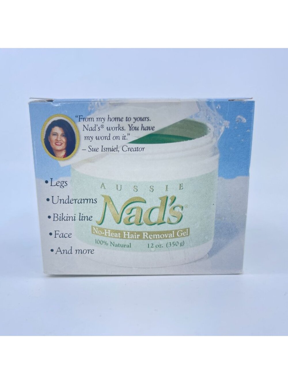 nads no-heat hair removal gel 12 oz kit with strips & spatula 100% natural nib